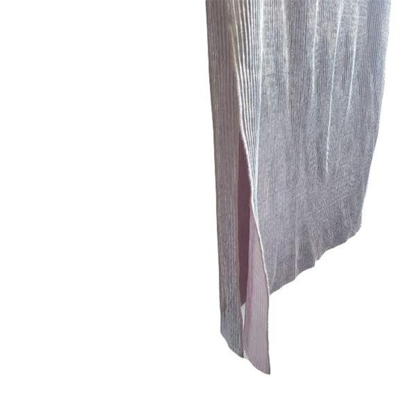 H&M Womens Long Metallic Pleated Skirt with Side Slit Size 8 - Picture 4 of 9